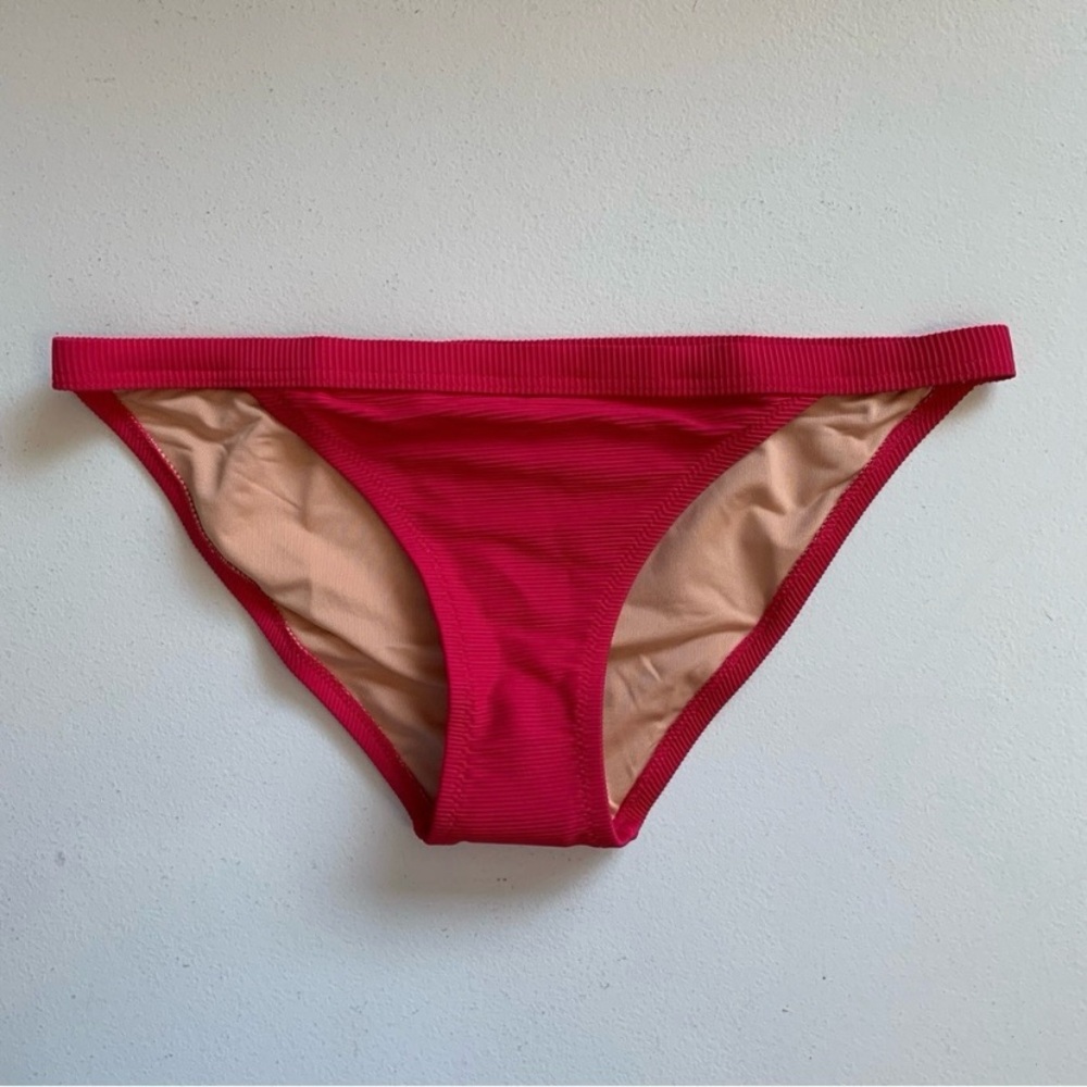 J Crew Wild Hibiscus Ribbed Hipster Bikini Bottom Size Small Full Coverage NWT